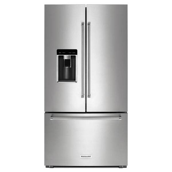 KitchenAid 23.8 cu. ft. French Door Refrigerator in PrintShield Stainless Steel, Counter Depth