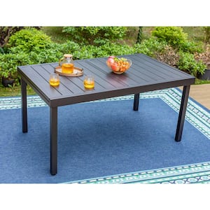Black Expandable Rectangle Metal Patio Outdoor Dining Table