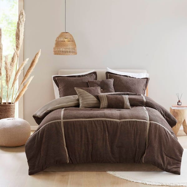 Madison Park Houston 7-Piece Brown Polyester Queen Comforter Set