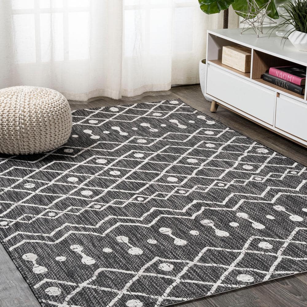 JONATHAN Y Nokat Modern Bohemian Black/Ivory 8 ft. x 10 ft. Indoor ...