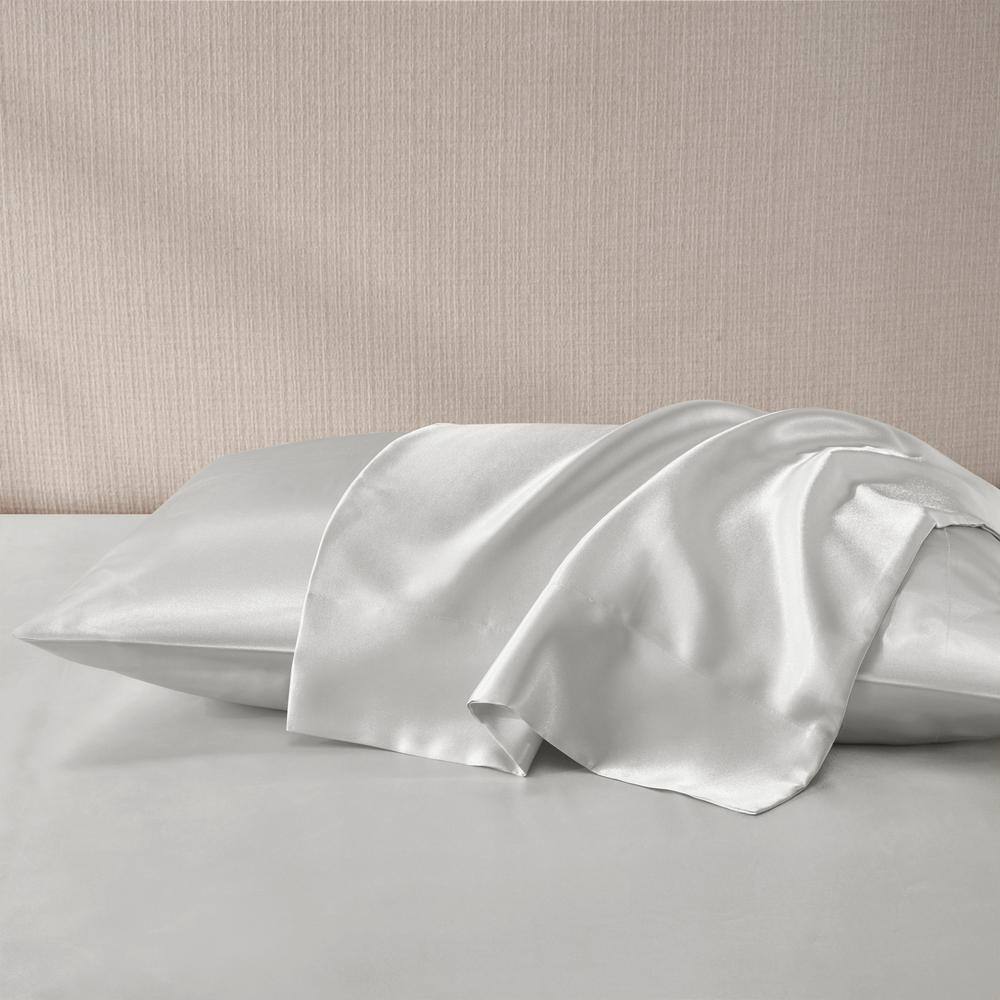 Light Gray Satin Standard Pillowcase Set