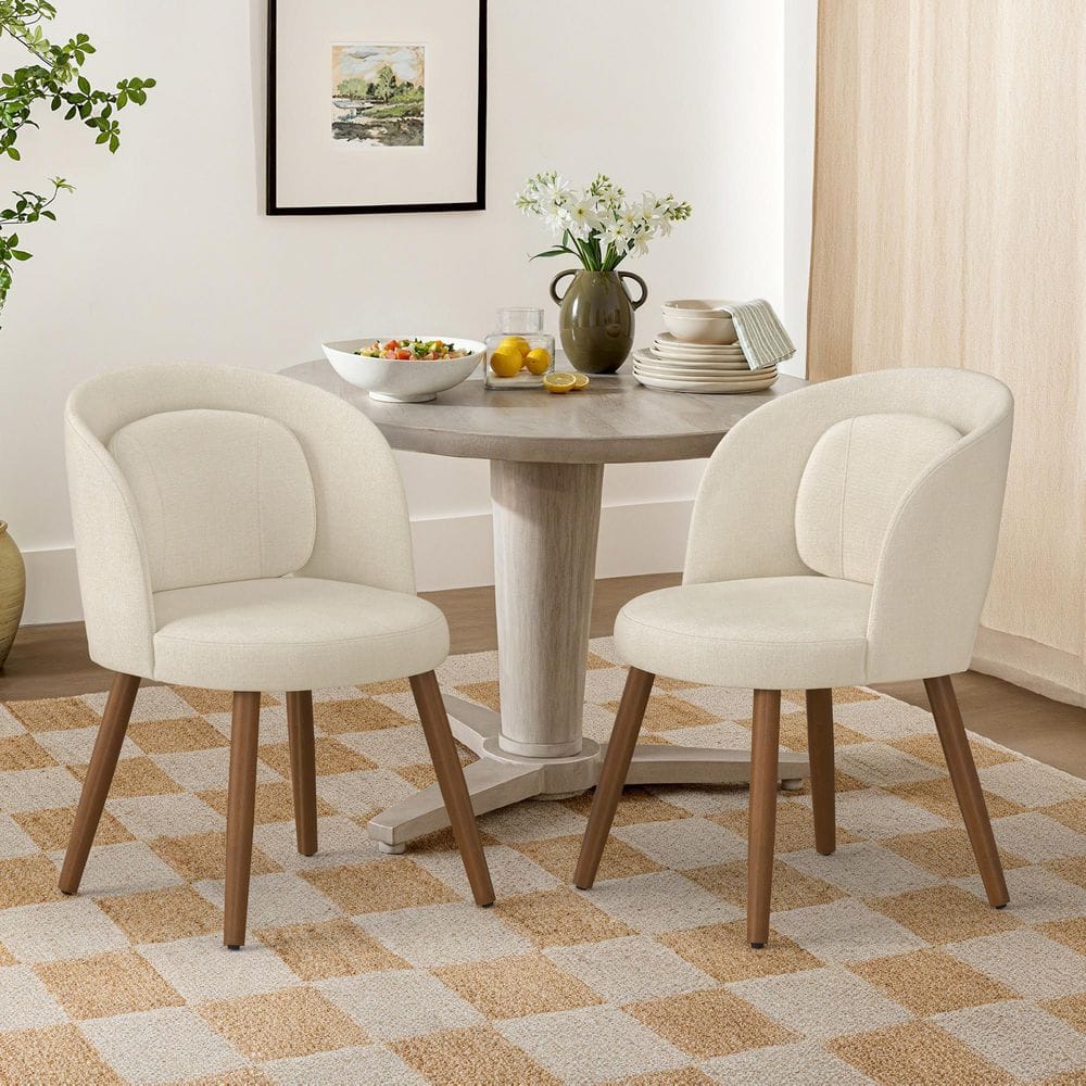 deen.like.live ② OrangeOne Modern Linen Fabric Upholstered Solid Wood Legs Dining