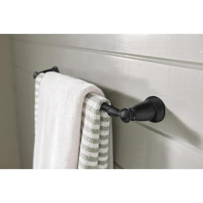 Banbury 3-Piece Bath Hardware Set with 24 in. Towel Bar, Toilet Paper Holder and Towel Ring in Matte Black