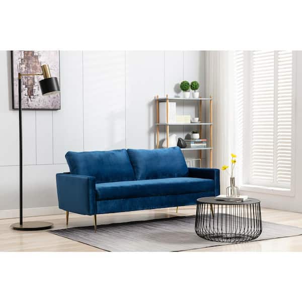 Utopia 4niture Mitz 29.53 in. Blue Velvet Loveseat Sofa with 2-Pillows (2  Seat) HAW588S00023 - The Home Depot