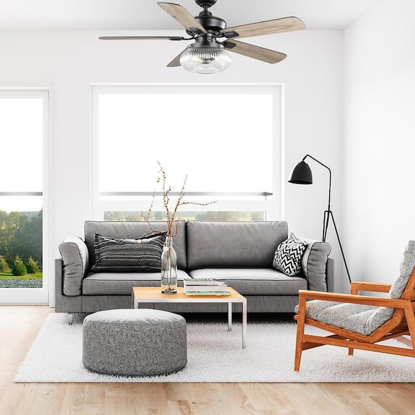 52 in. Rimgate Indoor Matte Black LED Ceiling Fan with Remote Control