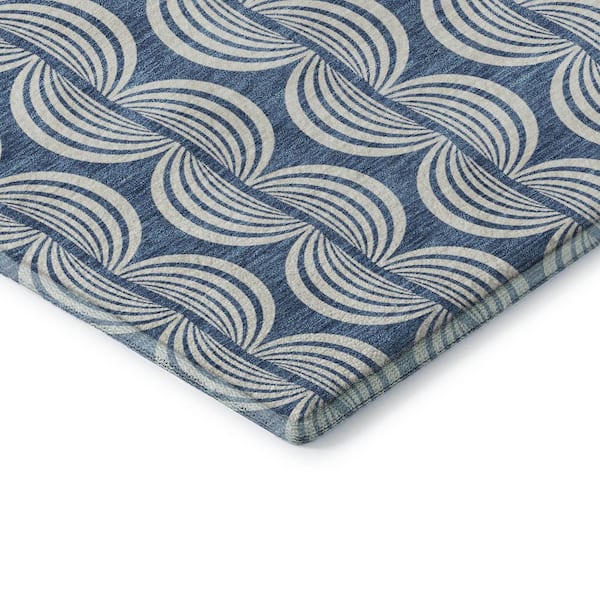 Mayfield Premium Machine Washable Abstract AMF1055 Denim 5 ft. x 7 ft. 6 in. Area Rug