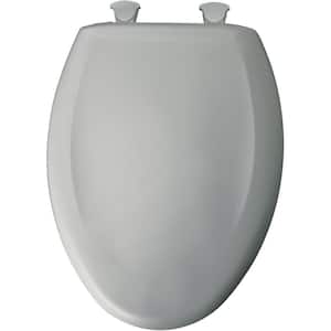 Soft Close Elongated Plastic Closed Front Toilet Seat in Ice Gray Removes for Easy Cleaning and Never Loosens