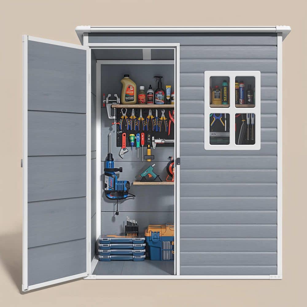 "72""W x 36""D x 73""H (14.64 sq ft) Resin Outdoor Storage Shed with Floor & Window-Gray" price history on PriceWatchPro
