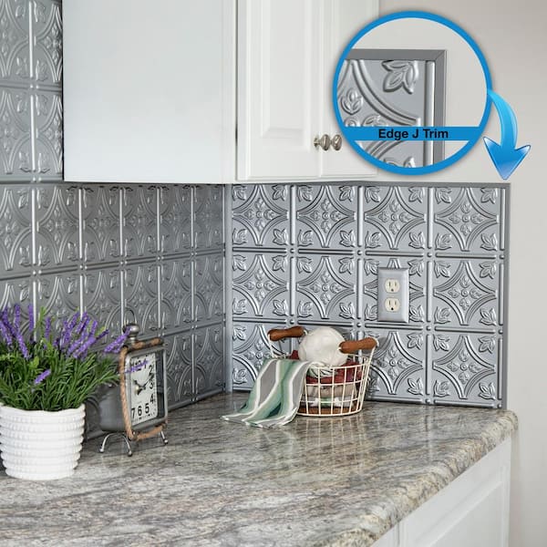 Fasade® 4' PVC Argent Silver J-Trim - 5 Pack