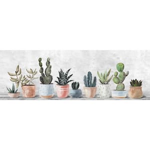 "Pots Lined Up" by Marmont Hill Unframed Canvas Nature Wall Art 15 in. x 45 in.