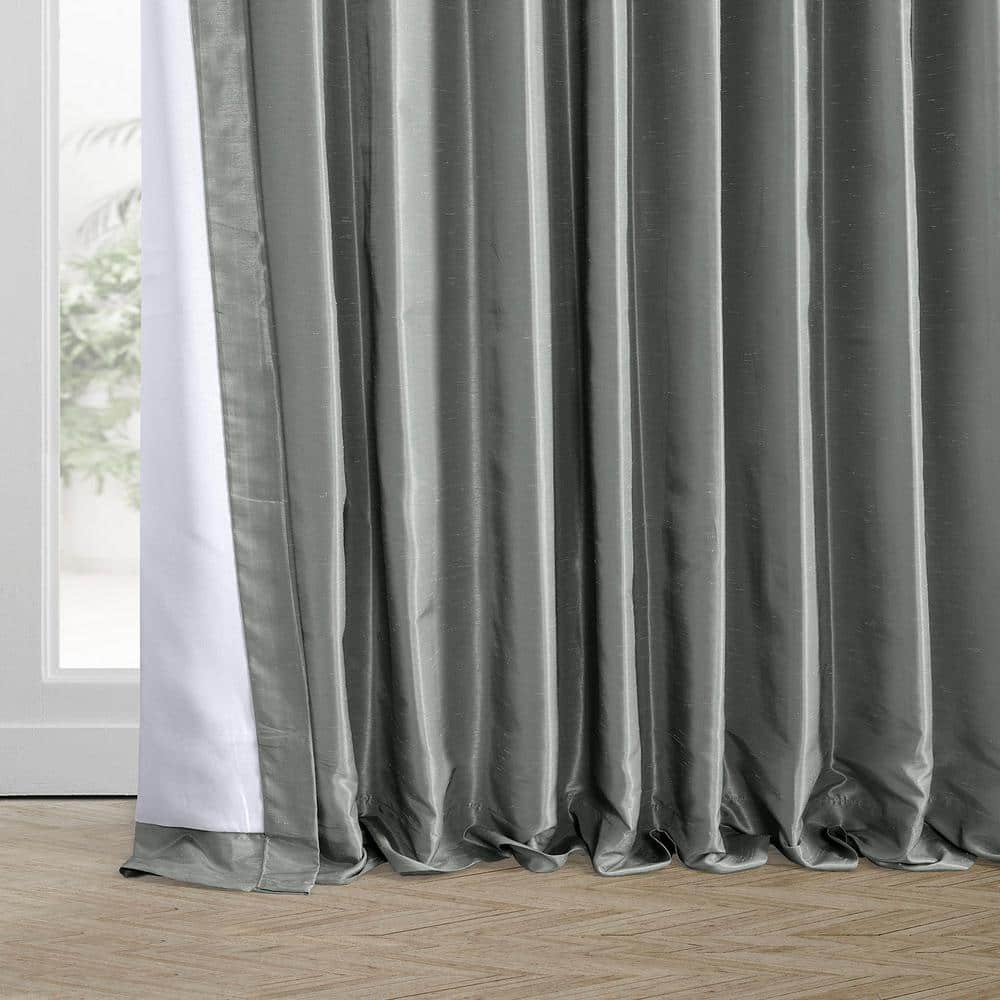 Silver Faux Silk Blackout Curtains 108 Inches Long