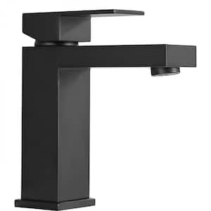 Single Handle Single Hole Bathroom Faucet Modern Deck Mounted Brass Bathroom Basin Taps in Matte Black