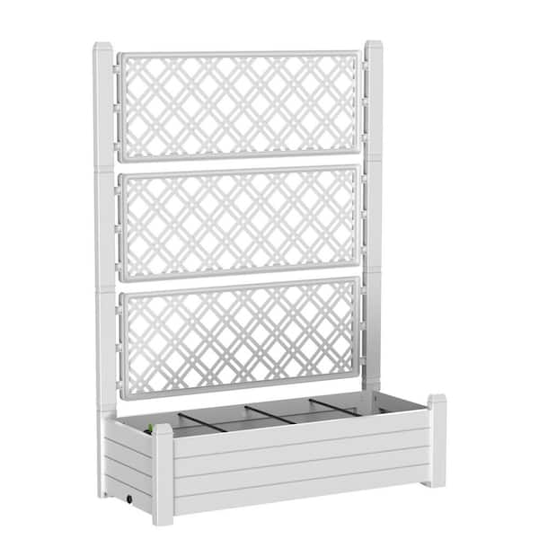 Plant Outdoor Plastic Planter Box with Trellis and Drain Plug for Climbing Plants (43.43 in. H x 18.27 in. x 59.29 in. )