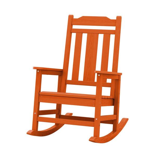JEAREY Dark Orange HDPE Plastic Adirondack Chair Outdoor Rocking