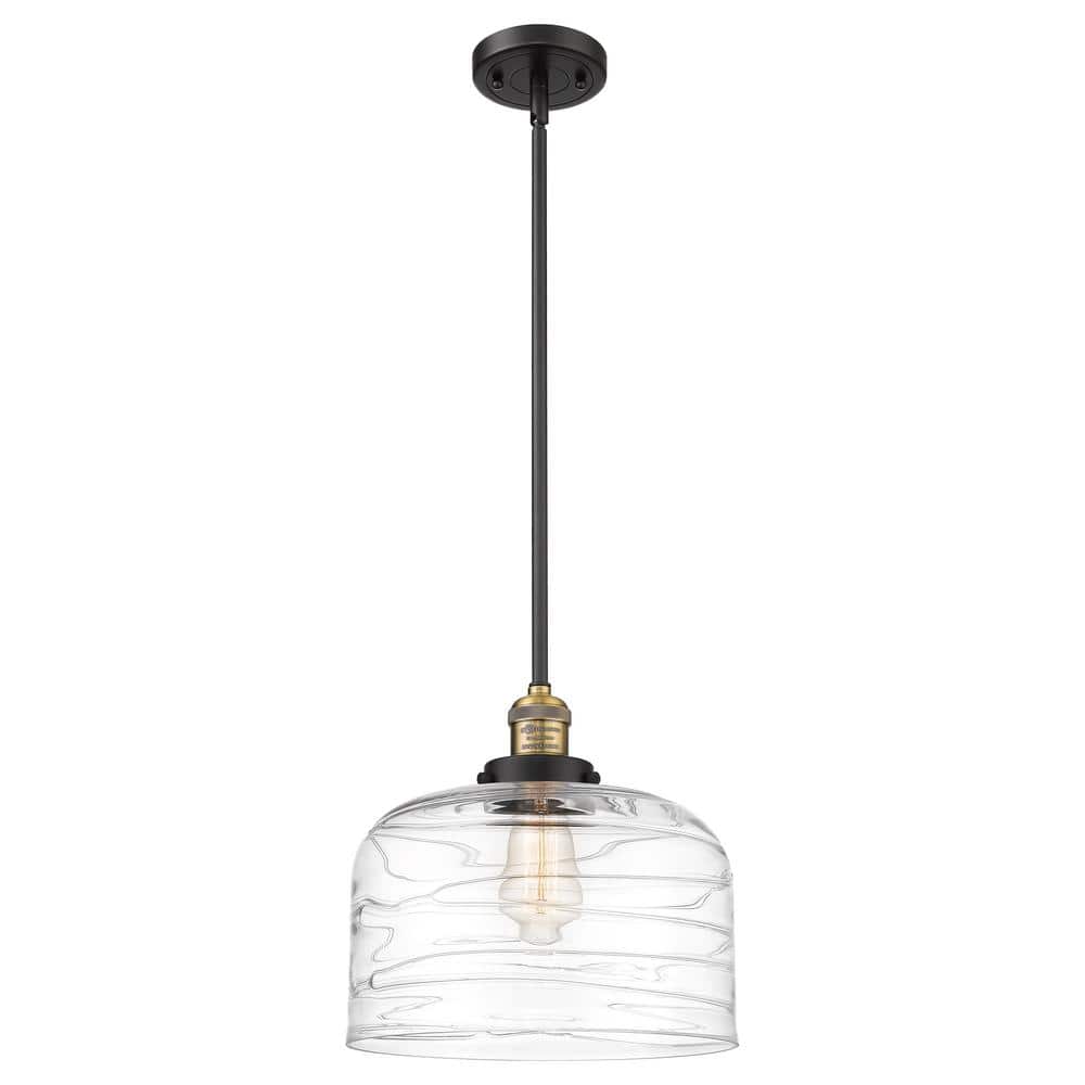 Bell 60-Watt 1-Light Black Antique Brass Standard Mini Pendant Light with Clear Deco Swirl Glass, No Bulbs Included price history on PriceWatchPro