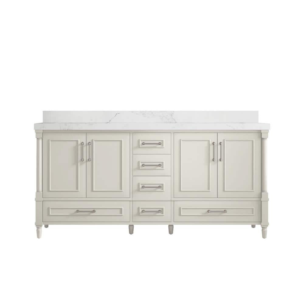 Hudson 72 in. Double Sink Freestanding Alabaster Bath Vanity with Calacatta Nuvo Quartz Top Unassembled price history on PriceWatchPro