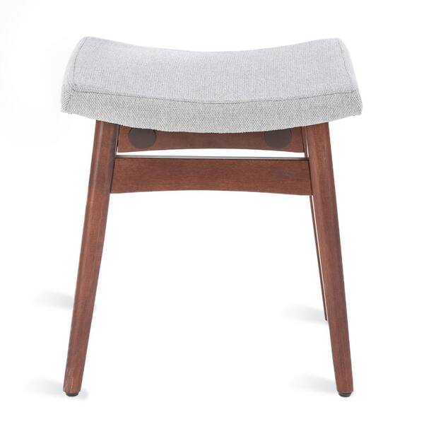 LUE BONA Foot Stool, Saddle Cushion Vanity Stool, Modern Concave Ottoman  with Solid Wood Legs and Upholstered Seat for Entryway, Bedroom, Patio