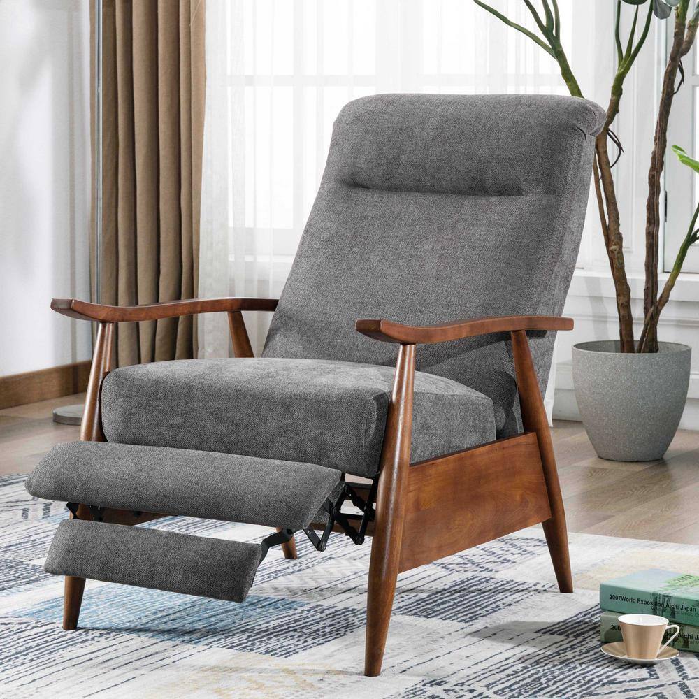 Soren Charcoal and Chestnut Mid-Century Modern Recliner