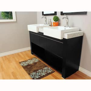 Kinley 58 in. W x 20 in. D x 36 in. H Double Vanity in Black Oak with Marble Vanity Top in White with White Basins