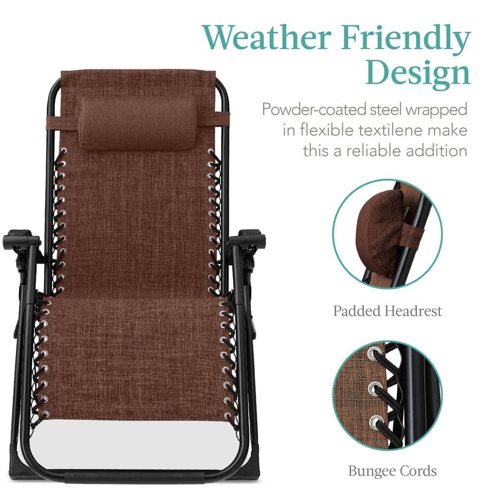Oversized Woodland Brown Zero Gravity Recliner with Cushion and Tray