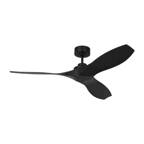 Generation Lighting Collins Coastal 52 in. Smart Home Matte Black Wet Rated Ceiling Fan with White Black, DC Motor and Remote