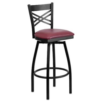 Black Swivel Cushioned Bar Stool, Sears Bar Table And Stools Swivel Chair Uk