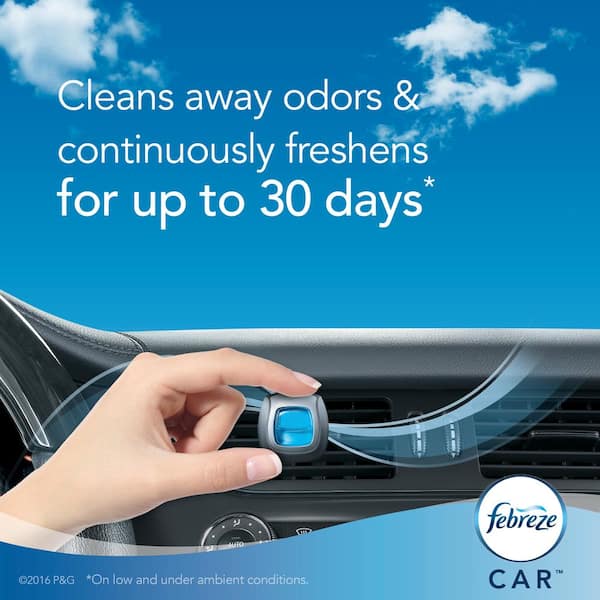 Febreze Car Vent Clip Air Freshener, Odor Eliminator for Strong Odors, Up  to 30 Days Freshness, Evening Woods