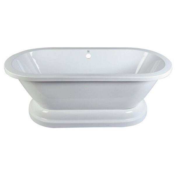 Aqua Eden Pedestal 67 in. Acrylic Double Ended Flatbottom Bathtub in White