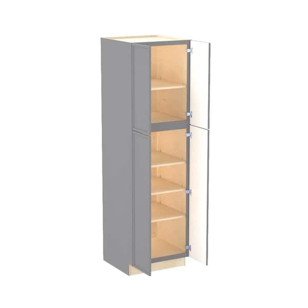 Franklin 24 in. W x 24 in. D x 84 in. H Assembled Plywood Pantry Kitchen Cabinet in Veiled Gray with Soft Close