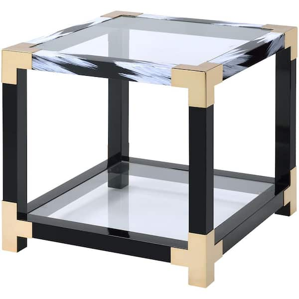 Venetian Worldwide Lafty White Brushed and Glass End Table