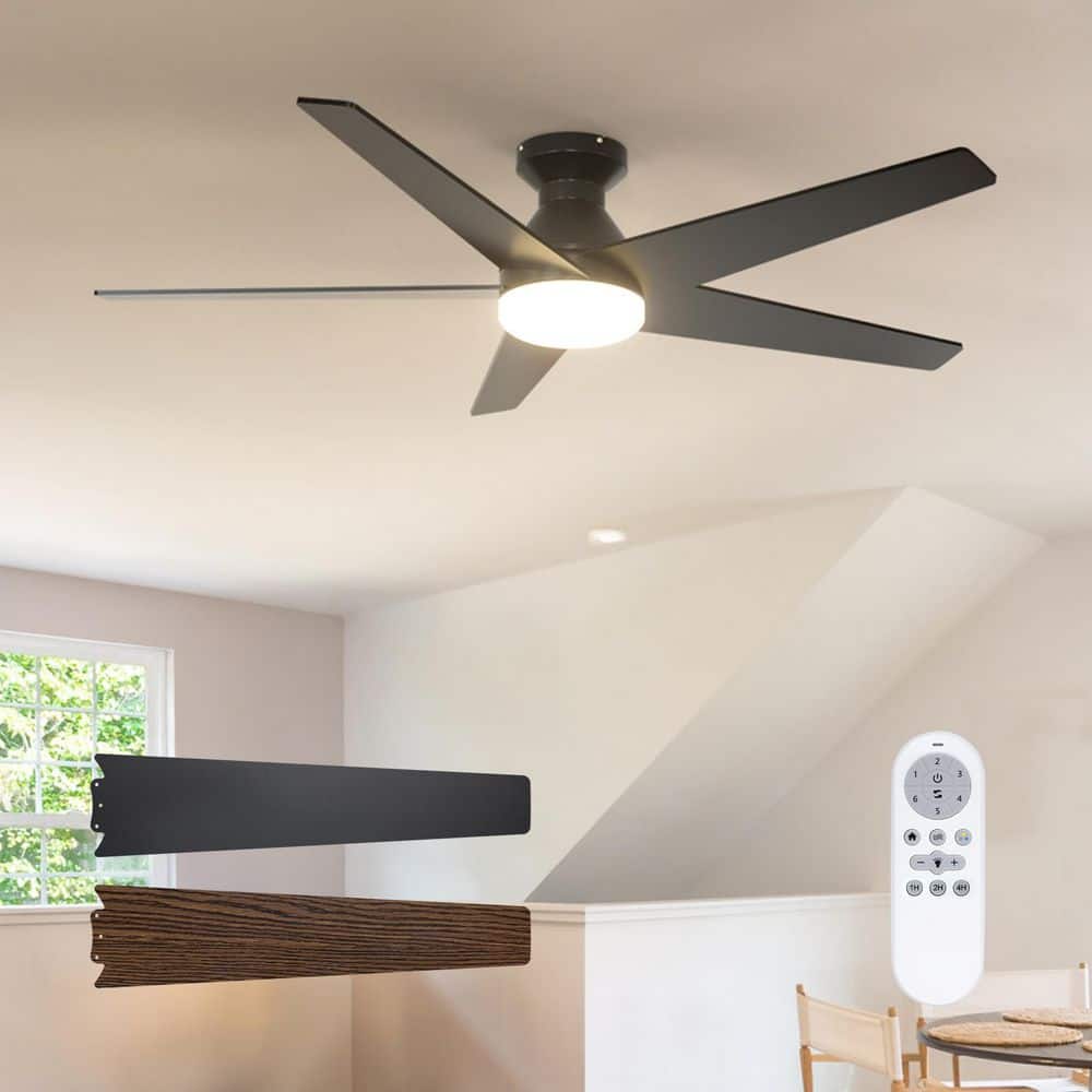 Roomratv 52-Inch Ceiling Fan With LED Light & Remote – Quiet DC Motor, 3 Color Temperatures (Black-Gold)
