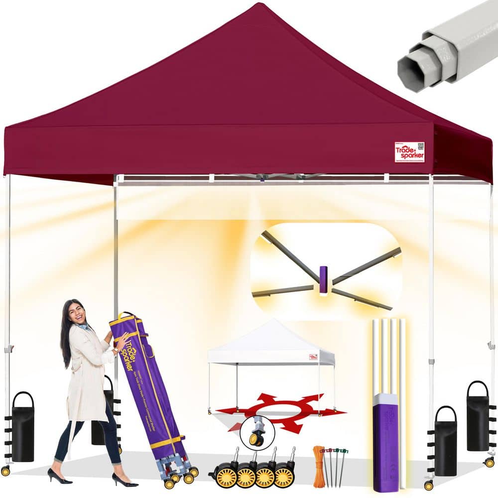 Commercial 10 ft. x 10 ft. Burgundy Pop Up Canopy Tent with Roller Bag price history on PriceWatchPro