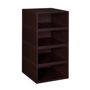 13 in. H x 26 in. W x 13 in. D Brown Wood 4-Cube Organizer