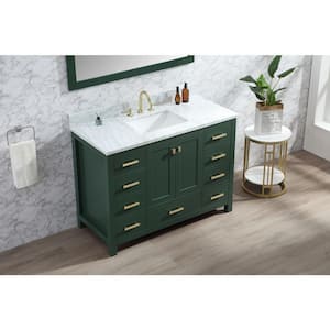 Eileen 48in.W X22in.DX35.4 in.H Bathroom Vanity in Green with Marble Stone Vanity Top in White with Single White Sink