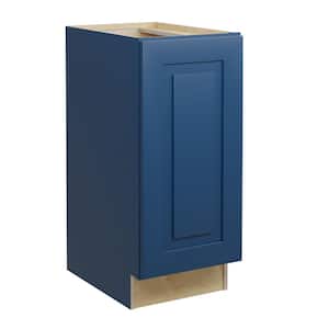 Grayson Mythic Blue Painted Plywood Shaker Assembled Base Kitchen Cabinet FH Soft Close L 15 in W x 24 in D x 34.5 in H