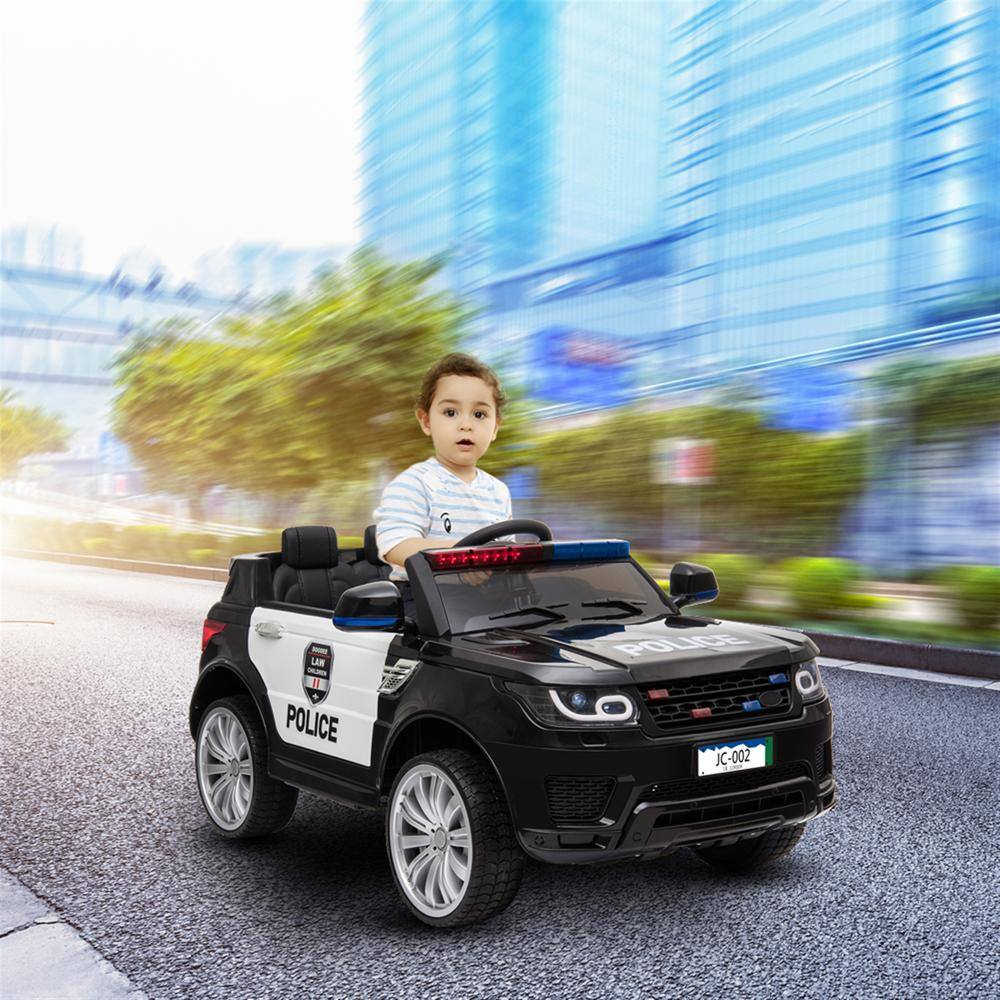 12V Black Police SUV Ride-On Car with Remote Control