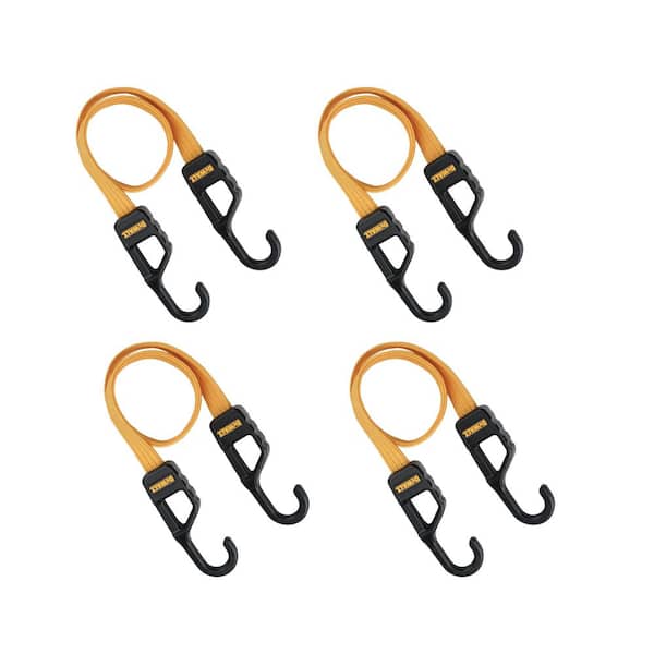 DEWALT 24 in. Flat Bungee Straps with Interlock Coated Metal Hooks, 4-Pack