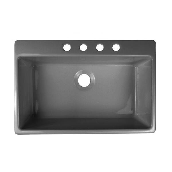 Lyons Industries Essence Drop-In Acrylic 33x22x9 in. 4-Hole Single Basin Kitchen Sink in Silver Metallic