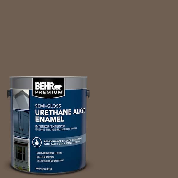 1 gal. #N210-6 Swiss Brown Urethane Alkyd Semi-Gloss Enamel Interior/Exterior Paint