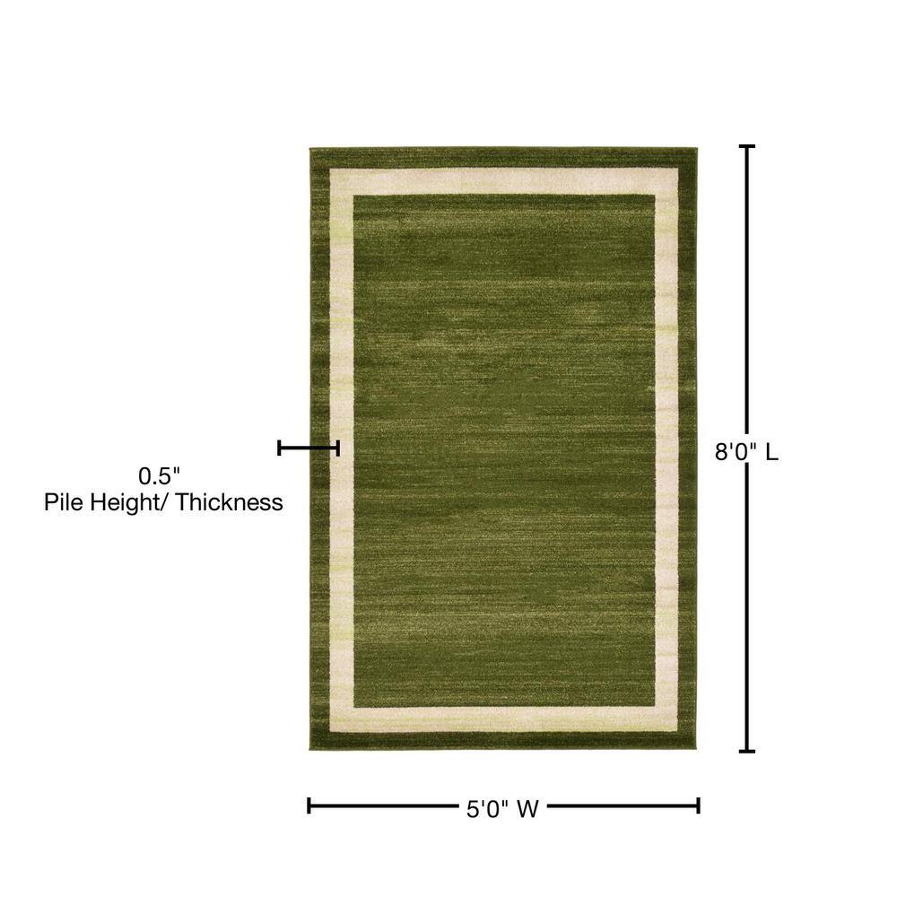 Green and Ivory Tufted Reversible Rectangular Area Rug 5' x 8'