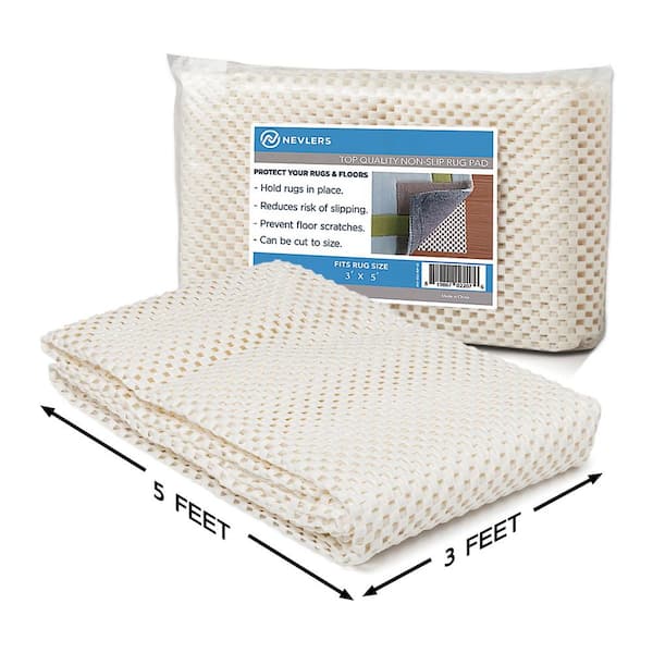 Nevlers 3 ft. x 5 ft. Premium Grip and Dual Surface Non-Slip Rug Pad in  White MH-3X5-RP-22 - The Home Depot