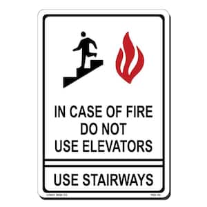 7 in. x 10 in. In Case of Fire Do Not Use Elevator Sign Printed on More Durable, Thicker, Longer Lasting Styrene Plastic