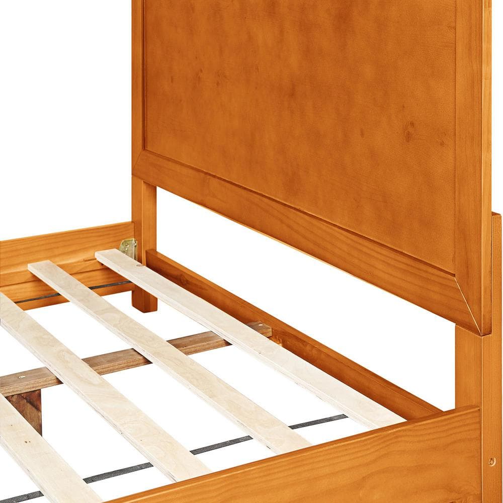 Modern Cherry Queen Platform Bed with Paneled Headboard