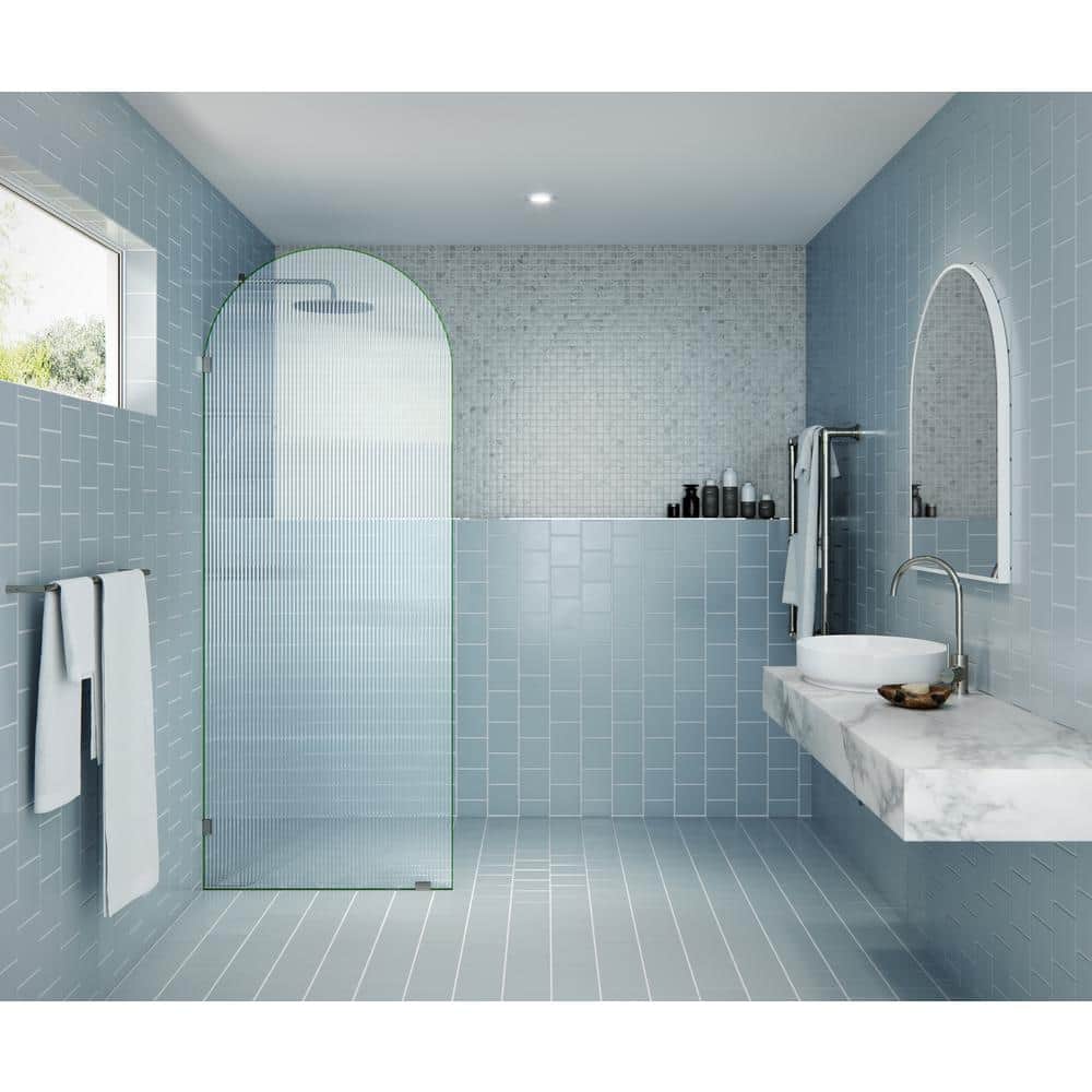 Maven 32" x 86.75" Frameless Arched Fluted Glass Shower Panel
