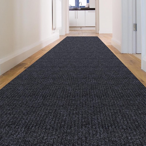 Sweet Home Stores Ribbed Waterproof Non-Slip Rubberback Solid Runner Rug, 2  ft. 7 in. x 11 ft., Gray, Polyester Garage Flooring SH-SRT703-3X11 - The  Home Depot