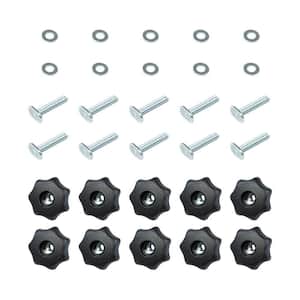 T-Track Knob Kit with 7 Star 1/4 in.-20 Threaded Knobs, Bolts and Washers for Woodworking Jigs and Fixtures (Set of 10)