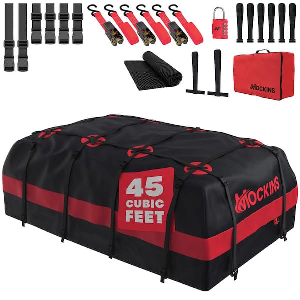 45 Cu Ft. Red Waterproof Roof Top Cargo Bag (75 in. x 48 in. x 22 in.) with PVC Mat, Straps, Hooks, Lock and Carry Case