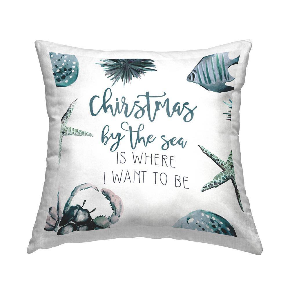 Christmas By The Sea Fun Beach Blue Print Polyester 18in. X 18in. Throw Pillow price history on PriceWatchPro