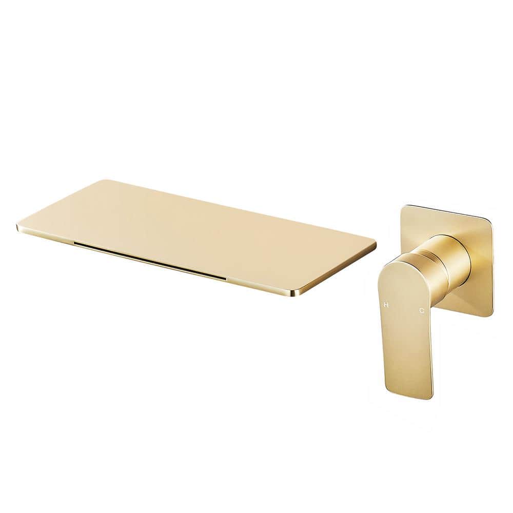 Rectangular Faucet Heemli Single-Handle Rectangular Waterfall Wall Mounted Bathroom Faucet ...