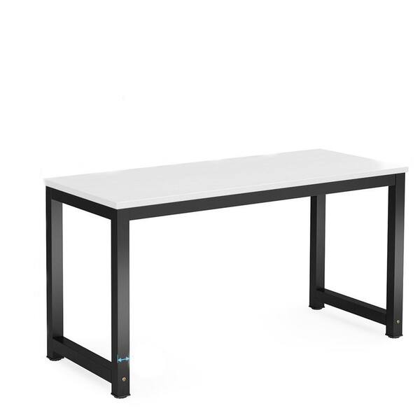 Tribesigns Cassey 60 in. Retangular White Top Computer Desk with Black Modern Metal Legs